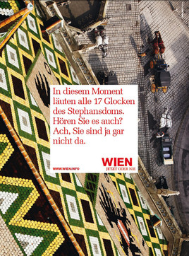 Neue Werbelinie des WienTourismus: Wien - jetzt oder nie
