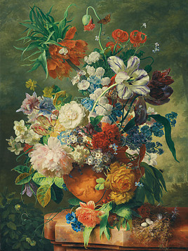 Muttertag im LIECHTENSTEIN MUSEUM mit einem Blumenstrauss von Jan van
Huysum, 9. Mai 2010  - BILD