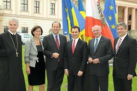 Columban Luser, Johanna Mikl-Leitner, Josef Pröll, Bozidar Delic, Erwin Pröll und Michael Spindelegger bei 15. Europa-Forum Wachau