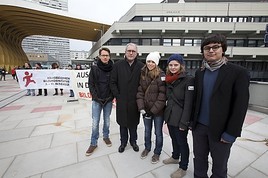 BILD zu OTS - im Bild v.l.n.r.: Julius Schumann, Harald Krassnitzer, Johanna Zauner, Nora Kleibel, Clemens Öllinger-Guptara