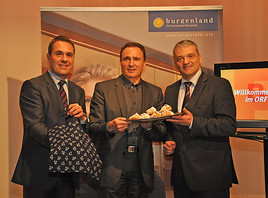 BILD zu OTS - Burgenland Tourismus-Direktor Mario Baier, Kulturlandesrat Helmut Bieler und ORF-Landesdirektor Karlheinz Papst präsentieren die  ...
