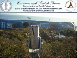 Abteilung für Geowissenschaften der Universität Florenz, RIEGL LMS-Z420i, Kreuzfahrtschiff Costa Concordia, Februar 2012, laufendes Monitoring des  ...