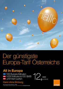 Orange bringt den günstigsten Europa-Tarif Österreichs