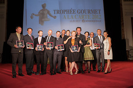 Gewinner der Trophée Gourmet A la Carte v.l.n.r.: Christian Wrenkh, Anto Bodenstein/Weingut Prager, Tobias Müller/Mochi, Andreas Gugumuck/Wiener … Gewinner der Trophée Gourmet A la Carte v.l.n.r.: Christian Wrenkh, Anto Bodenstein/Weingut Prager, Tobias Müller/Mochi, Andreas Gugumuck/Wiener …