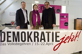 Strolz (NEOS), Meinl-Reisinger (NEOS) und Radlegger (MeinOE)