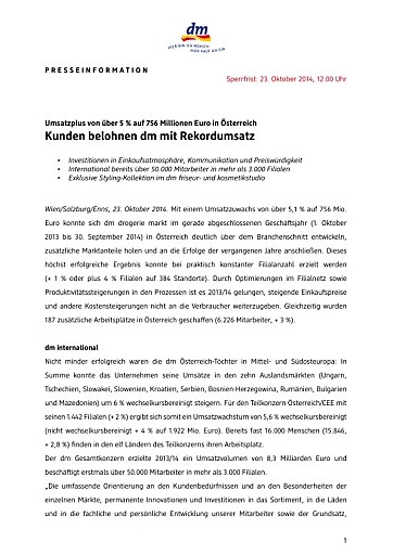 Kunden belohnen dm mit Rekordumsatz