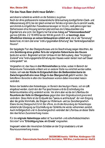 Hilferuf für ein Baudenkmal - Villa Beer akut gefährdet!