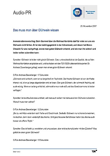 Das Muss Man Uber Gluhwein Wissen Tuv Sud Ag 01 12 2017