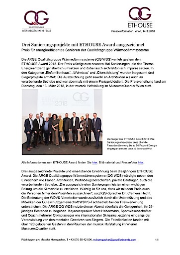 Drei Sanierungsprojekte mit ETHOUSE Award ausgezeichnet