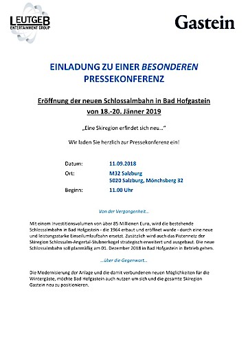 Einladung zu einer besonderen Pressekonferenz am 11.09.2018