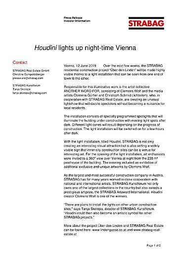 EANS-News: Houdini lights up night-time Vienna