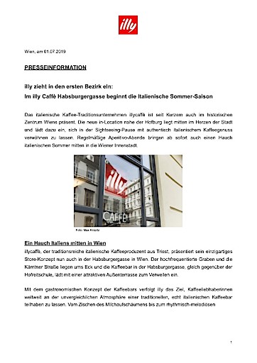 illy zieht in den ersten Bezirk ein