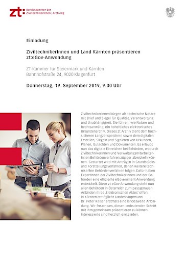 Morgen: ZiviltechnikerInnen und Land Kärnten präsentieren eGovernment-Neuerung