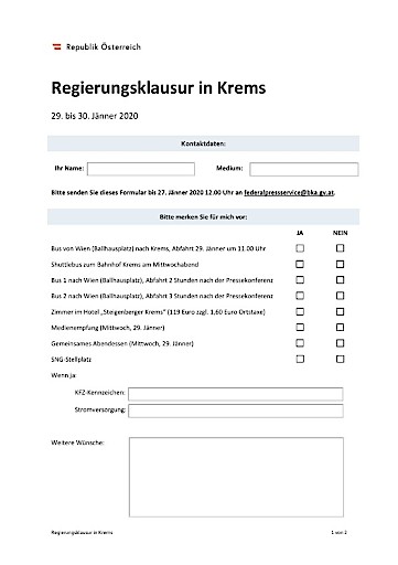 AVISO: Regierungsklausur in Krems