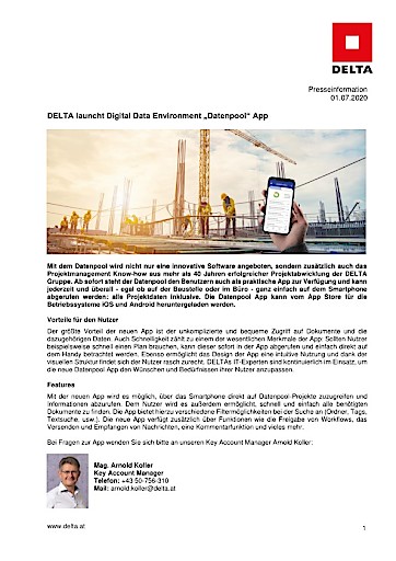 DELTA launcht Digital Data Environment „Datenpool“ App